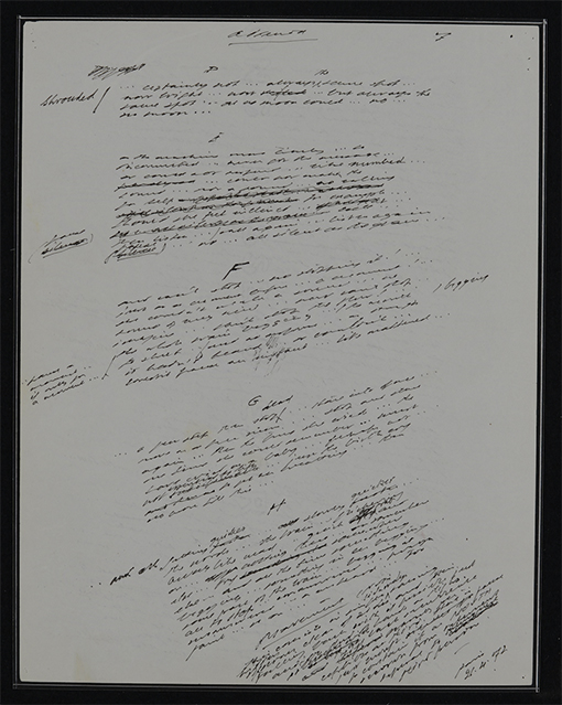 Samuel Beckett, holograph manuscript of Not I with handwritten alterations by the author, 1972